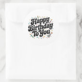 Retro Confetti Verjaardag Ronde Sticker (Tas)