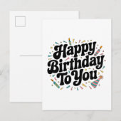 Retro Confetti Verjaardag Uitnodiging Briefkaart (Voorkant / Achterkant)