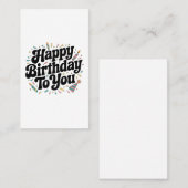 Retro Confetti Verjaardag Visitekaartje (Voorkant / Achterkant)