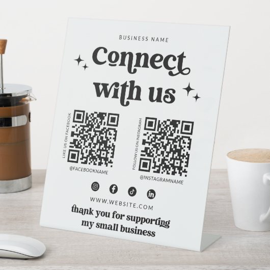 Retro Connect met ons Social Media Sign Reclamebord Met Voetstuk (Insitu)