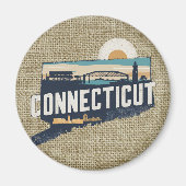 Retro Connecticut Schaduw Silhouet Magneet (Voorkant)