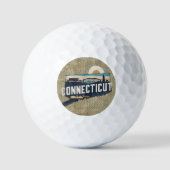 Retro Connecticut Schilderachtig silhouet Golfballen (Voorkant)