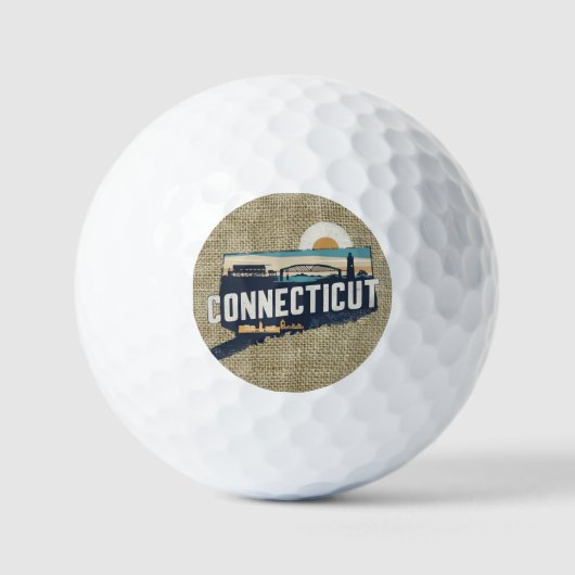Retro Connecticut Schilderachtig silhouet Golfballen (Voorkant)