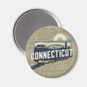 Retro Connecticut Schilderachtig silhouet Magneet (Voorkant / Achterkant)