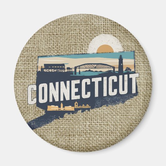 Retro Connecticut Schilderachtig silhouet Magneet (Voorkant)