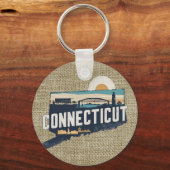 Retro Connecticut Schilderachtig silhouet Sleutelhanger (Voorkant)