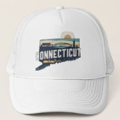 Retro Connecticut Schilderachtige Silhouet Trucker Pet (Voorkant)