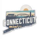 Retro Connecticut Sticker (Voorkant)