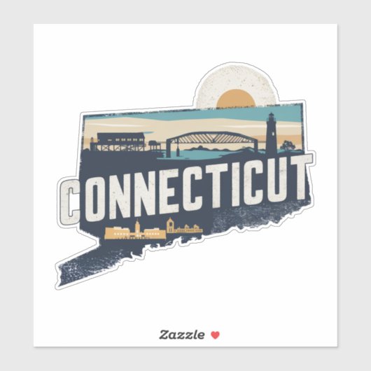Retro Connecticut Sticker (Vel)