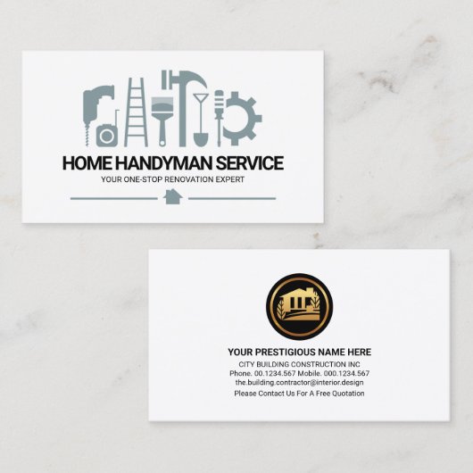 Retro Construction Handyman Tools Motif Visitekaartje (Voorkant / Achterkant)