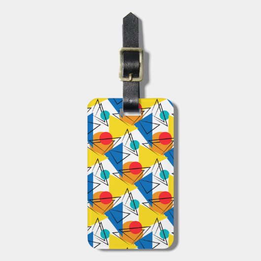 Retro Contemeigedele geometrische kleurrijke perso Bagagelabel (Voorkant verticaal)
