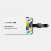 Retro Contemeigedele geometrische kleurrijke perso Bagagelabel (Achterkant horizontaal)