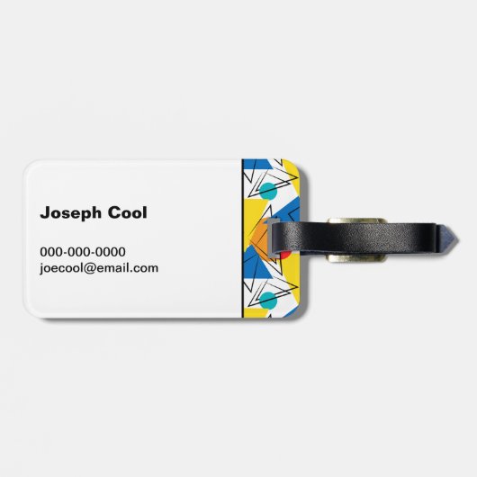 Retro Contemeigedele geometrische kleurrijke perso Bagagelabel (Achterkant horizontaal)
