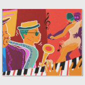 Retro contrastmuziekfestival jazz cadeaupapier (Vlak)