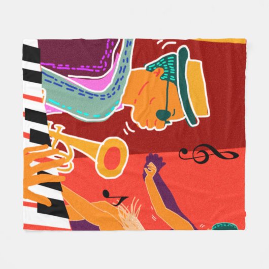 Retro contrastmuziekfestival jazz fleece deken (Voorkant (Horizontaal))