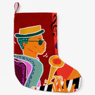 Retro contrastmuziekfestival jazz kleine kerstsok