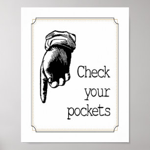 Retro 'Controleer je zakken' herinnering wasruimte Poster