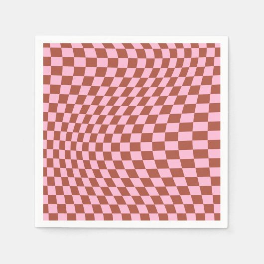 Retro Controleer Patroop roze en bruin toetsenbord Servet (Voorkant)