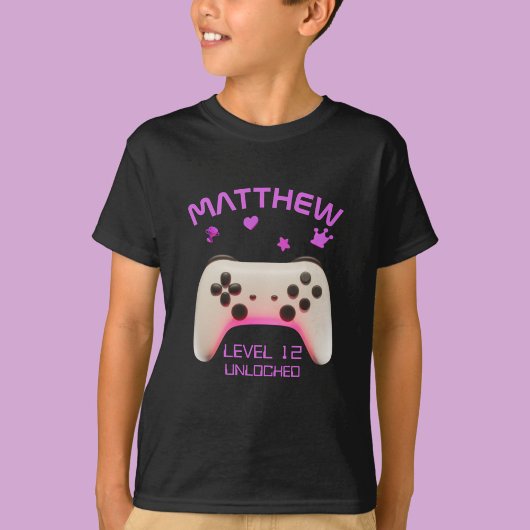 Retro Controller Level Up Boy Gamer Verjaardagsfee T-shirt