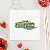 Retro Convertible Green Car Napkins Servet