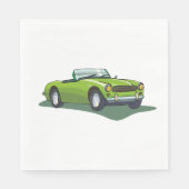 Retro Convertible Green Car Napkins Servet (Voorkant)