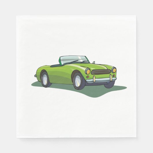 Retro Convertible Green Car Napkins Servet (Voorkant)
