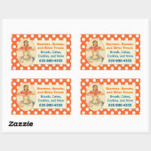 Retro Cook Sinaasappel Polka Dot Bakkerij Sticker (Vel)