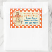 Retro Cook Sinaasappel Polka Dot Bakkerij Sticker (Tas)