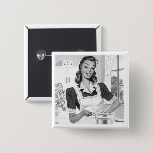 Retro Cook Vierkante Button 5,1 Cm (Voorkant /achterkant)