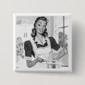 Retro Cook Vierkante Button 5,1 Cm (Voorkant)