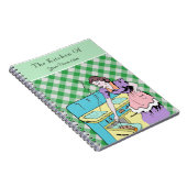 Retro Cookbook Green Pset Check Recipe Wife Notitieboek (Rechterzijde)