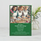 Retro Cookie Exchange Kerstmis Kaart (Staand voorkant)