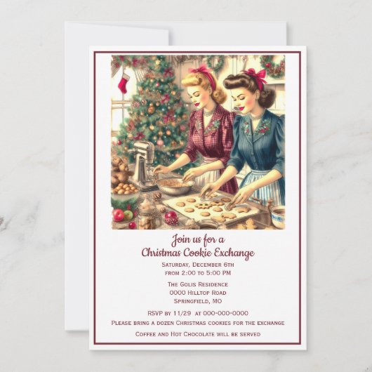 Retro Cookie Exchange Kerstmis Kaart (Voorkant)