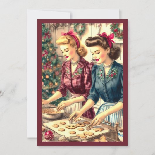 Retro Cookie Exchange Kerstmis Kaart (Achterkant)