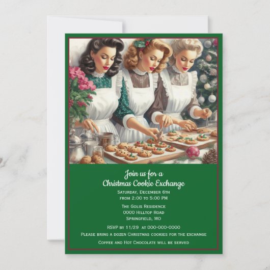 Retro Cookie Ruil Kerstmis Kaart (Voorkant)
