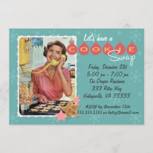Retro Cookie Swap Holiday Party Uitnodiging