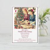 Retro Cookie-uitwisseling Kerstmis  Kaart (Staand voorkant)