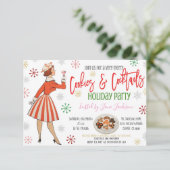 Retro Cookies en Cocktails Kerstfeest uitnodigen Kaart (Staand voorkant)