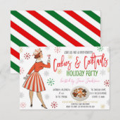 Retro Cookies en Cocktails Kerstfeest uitnodigen Kaart (Voorkant / Achterkant)