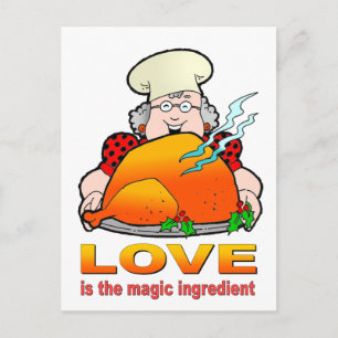 Retro Cooking Design.Love is het magische ingredië Briefkaart