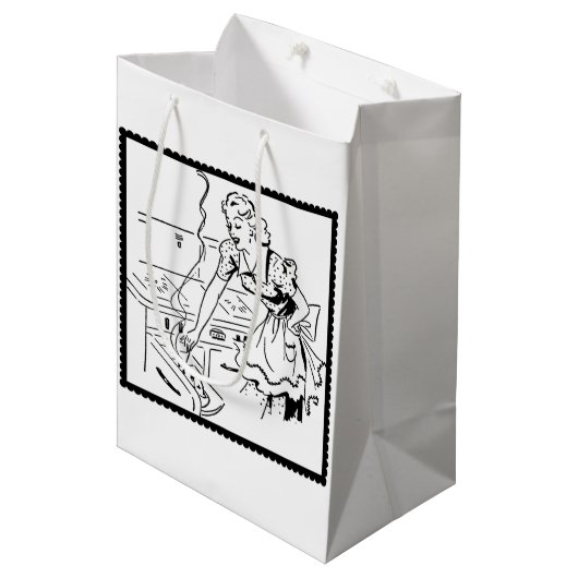 Retro Cooking mam Medium Cadeauzakje (Voorkant Gekanteld)