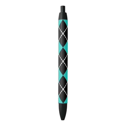 Retro Cool Argyle Turquoise Writing Pen Gift (Voorkant Verticaal)