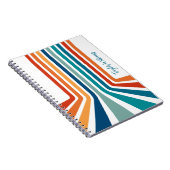 Retro Cool Bent Strepen met Jouw naam Notitieboek (Rechterzijde)