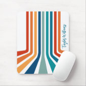 Retro Cool Bent Strepen Patroon met Naam Muismat (Met muis)