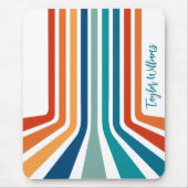 Retro Cool Bent Strepen Patroon met Naam Muismat (Voorkant)