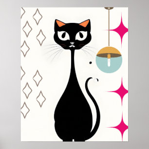 Retro Cool Black Cat Poster