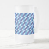 Retro Cool Blauw Geometrisch Driehoek Abstract Matglas Bierpul (Voorkant rechts)