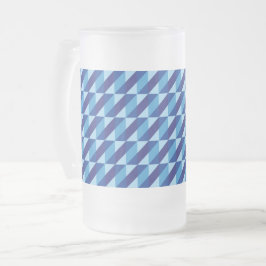 Retro Cool Blauw Geometrisch Driehoek Abstract Matglas Bierpul