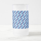 Retro Cool Blauw Geometrisch Driehoek Abstract Matglas Bierpul (Center)