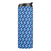 Retro Cool Blauw Geometrisch Driehoek Abstract Thermosbeker (Gedraaid links)